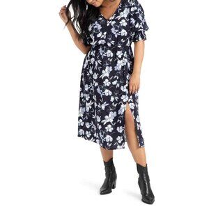 Eloquii Navy Floral Midi Dress